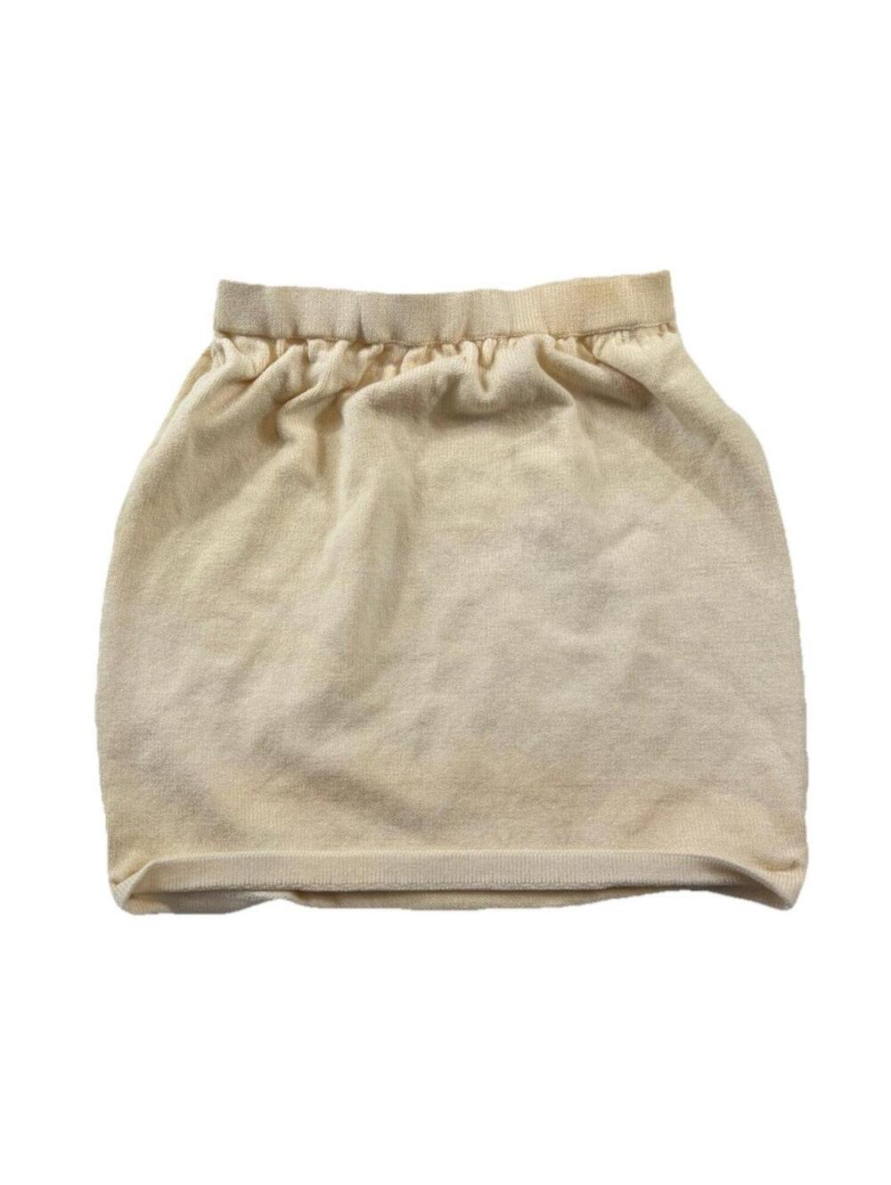 St. John Basics Beige Knit Short Skirt Size 6 Elastic Waist Straight Pencil